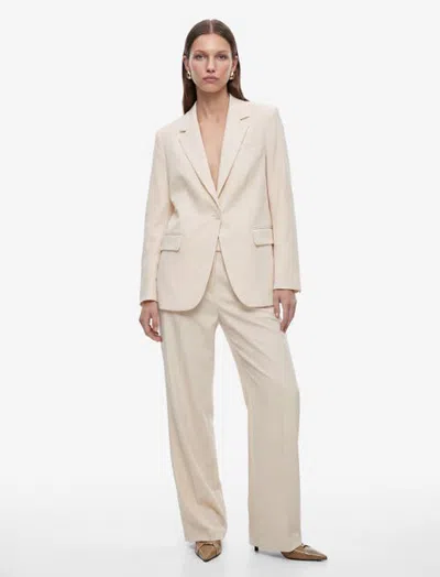 Koton High Rise Tailored Wide Leg Trousers With Pleat In Neutral