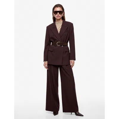 Koton High Rise Wide Leg Palazzo Trousers With Pleated In Blue