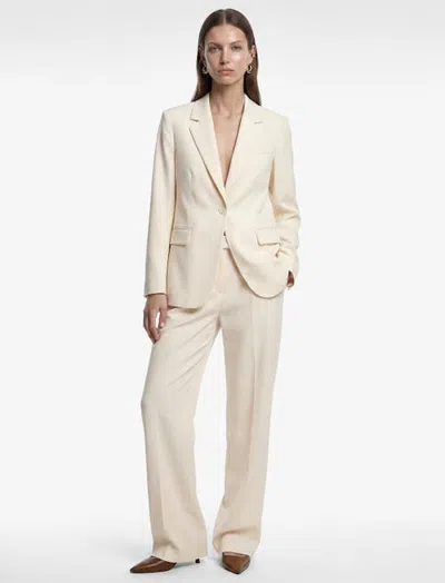 Koton High Rise Wide Leg Tailored Trousers In Off White