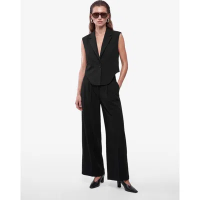 Koton High Rise Wide Leg Tailored Trousers With Pleated In Black