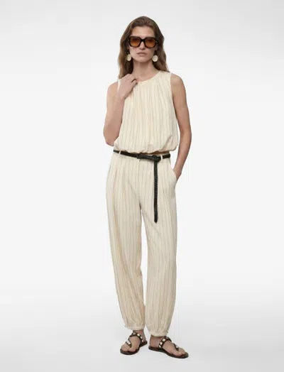 Koton Linen Blend Pinstriped Harem Pants With Braided Belt In Multi