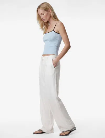 Koton Linen Blend Pleated Tailored Wide Leg Pants In Animal Print