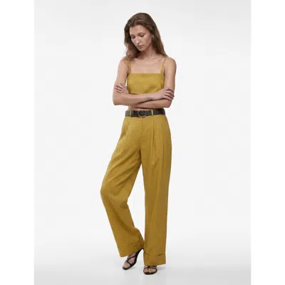 Koton Linen Blend Square Neck Strappy Top With Overlay In Green