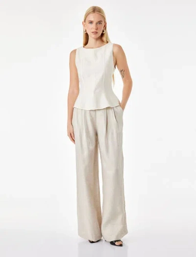 Koton Linen Blend Straight Wide Leg Pants In Neutral