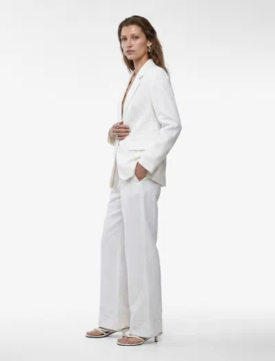 Koton Linen Blend Tailored Notched Collar Blazer In White