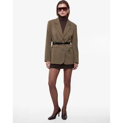 Koton Long Sleeve Belted Tailored Blazer In Brown