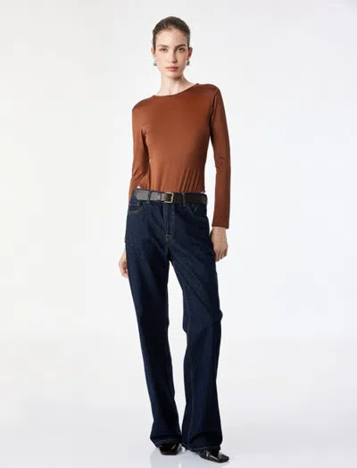 Koton Long Sleeve Bodysuit In Brown