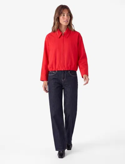 Koton Long Sleeve Collared Oversized Bomber Jacket In Red
