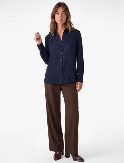 Koton Long Sleeve Collared Satin Shirt In Blue