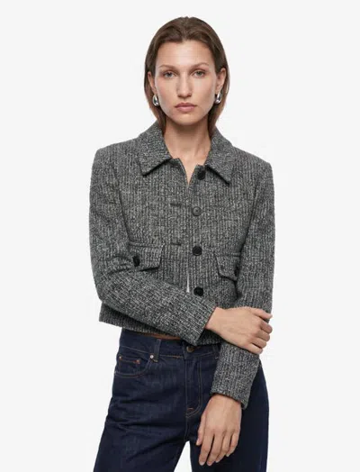 Koton Long Sleeve Collared Tweed Jacket In Navy Check