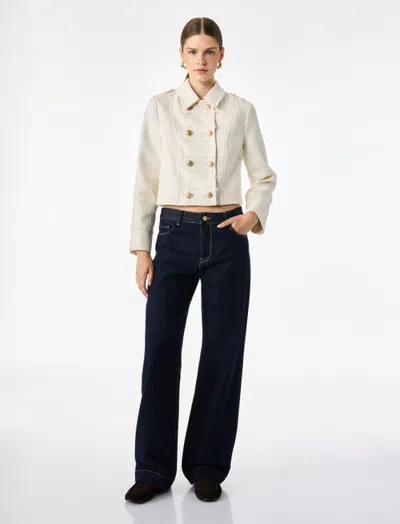 Koton Long Sleeve Collared Tweed Napoleon Jacket In White