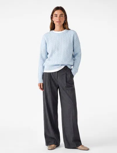 Koton Long Sleeve Crew Neck Cable-knit Sweater In Blue