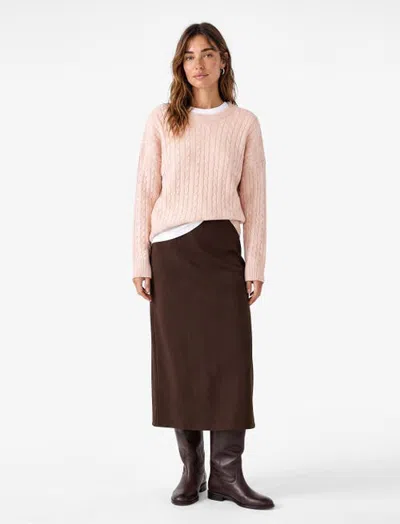 Koton Long Sleeve Crew Neck Cable-knit Sweater In Pink