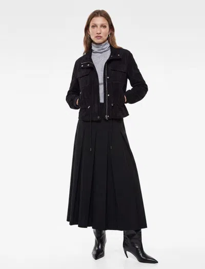 Koton Long Sleeve Funnel Neck Faux Suede Jacket In Black