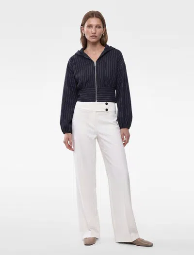 Koton Long Sleeve Hooded Pinstripe Jacket In Navy Stripe