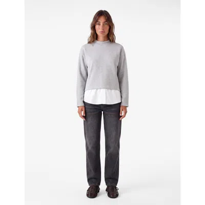 Koton Long Sleeve Layered Slightly High Collar Sweatshirt In Grey
