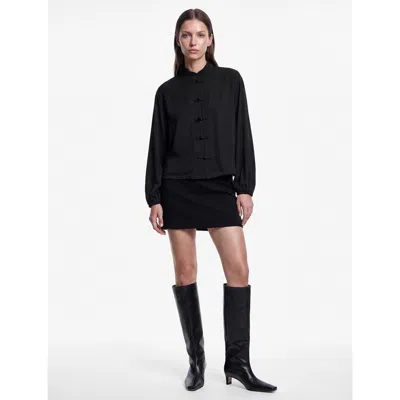 Koton Long Sleeve Mandarin Collar Jacket With Frog Closure In Black