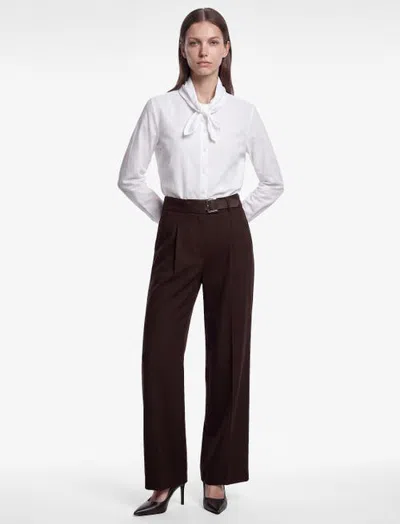 Koton Long Sleeve Oversized Peter Pan Collar Shirt With Self-tie Detail In White
