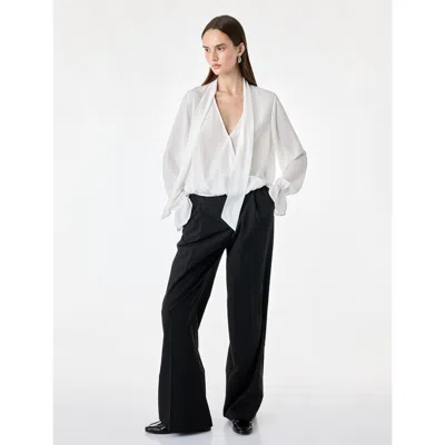Koton Long Sleeve Oversized Satin Shawl Collar Blouse In Multi