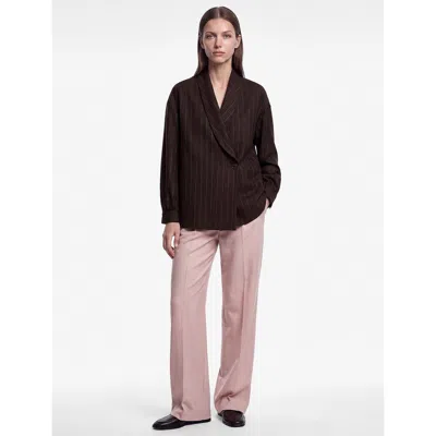 Koton Long Sleeve Pinstriped Shawl Collar Blazer In Black