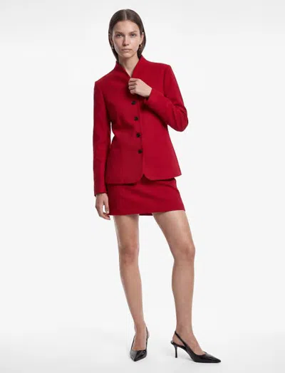 Koton Long Sleeve Tailored Mandarin Collar Blazer In Red