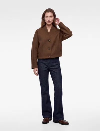 Koton Long Sleeve Varsity Collar Bomber Jacket In Brown