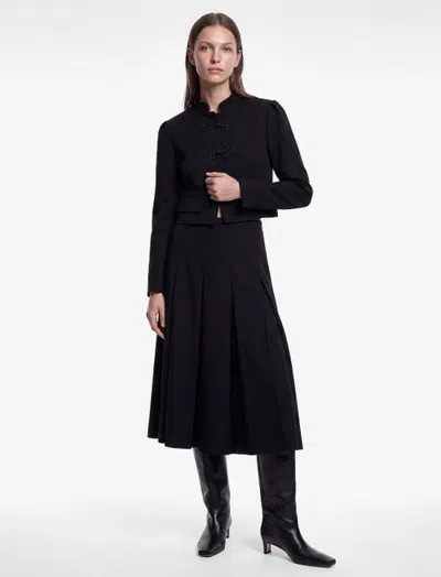 Koton Mandarin Collar Long Sleeve Crop Napoleon Jacket In Black