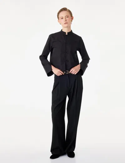Koton Mandarin Collar Long Sleeve Poplin Shirt With Frog Closure In Black
