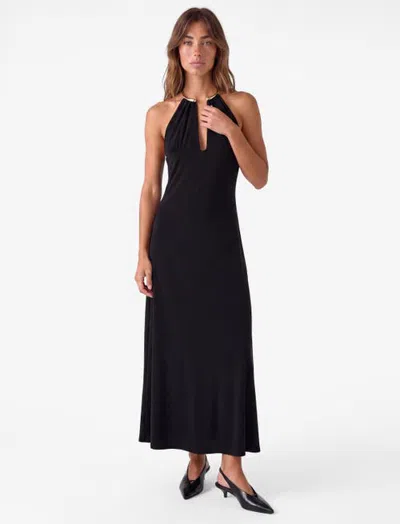 Koton Metal Ring Detail Halter Neck Dress In Black