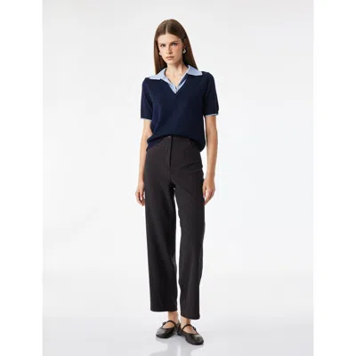 Koton Mid Rise Checked Trousers With Pocket Detail In Blue