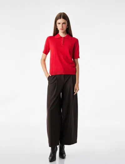 Koton Mid Rise Wide Leg Tailored Trousers In Black