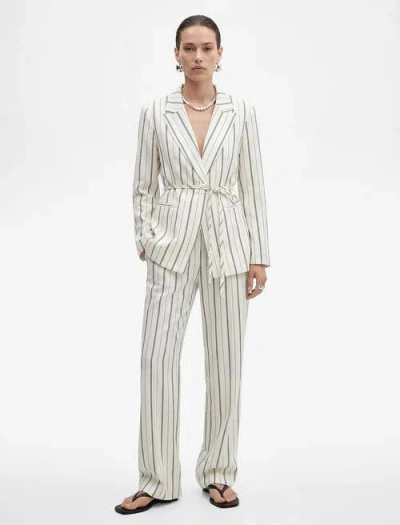 Koton Mid-rise Striped Trousers In White