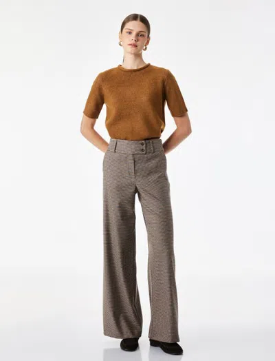 Koton Plaid Tailored Pants In Gray
