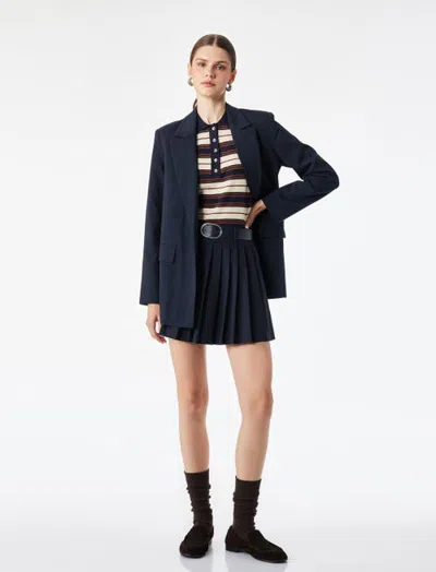 Koton Pleated Mini Skirt With Belt In Blue