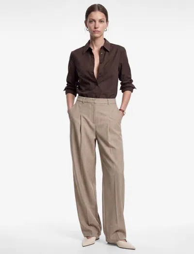 Koton Pleated Wide Leg Tailored Barrel Pants In Brown