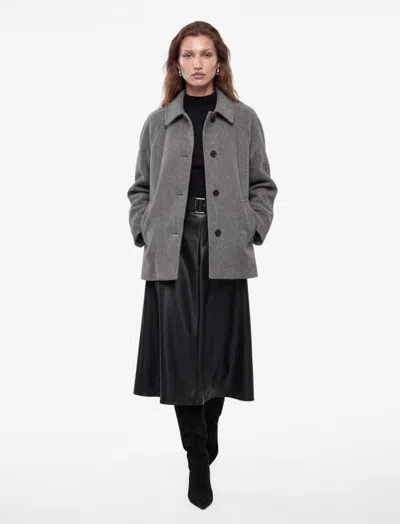 Koton Reglan Long Sleeve Pointed Collar Coat In Grey