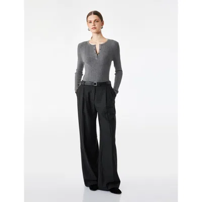 Koton Regular Fit Henley Neck Ribbed Knit Sweater In Anthracite