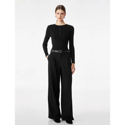 Koton Regular Fit Henley Neck Ribbed Knit Sweater In Black