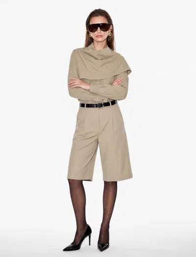 Koton Regular Fit Long Sleeve Shawl Detail Shirt In Neutral