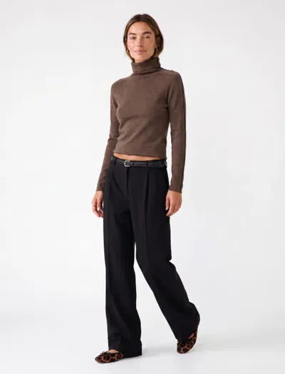 Koton Regular Fit Long Sleeve Turtleneck Knit Sweater With Embroidery In Brown