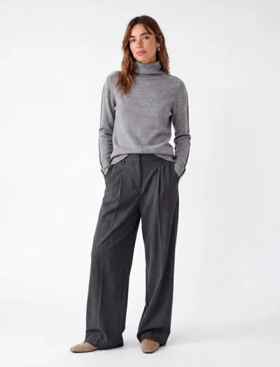 Koton Regular Fit Long Sleeve Turtleneck Knit Sweater With Embroidery In Grey