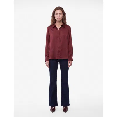 Koton Regular Fit Point Collar Long Sleeve Satin Shirt In Brown