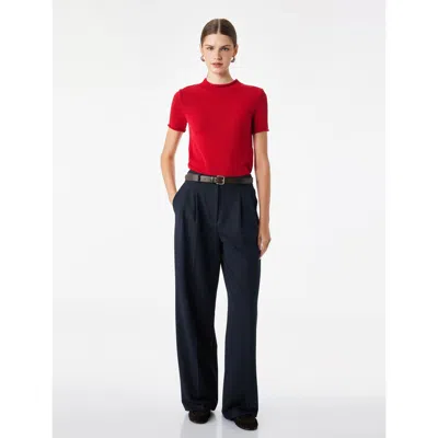 Koton Regular Fit Stand Collar Short Sleeve Knit Top In Red