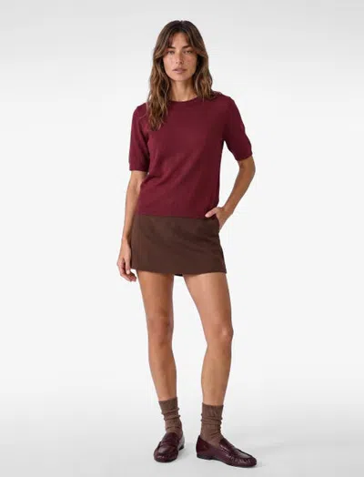 Koton Regular-fit Crew Neck Short Sleeve Knit Sweater In Bordeux