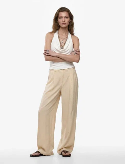 Koton Relaxed Fit Wide Leg Trousers With Elastic Waist In Neutral