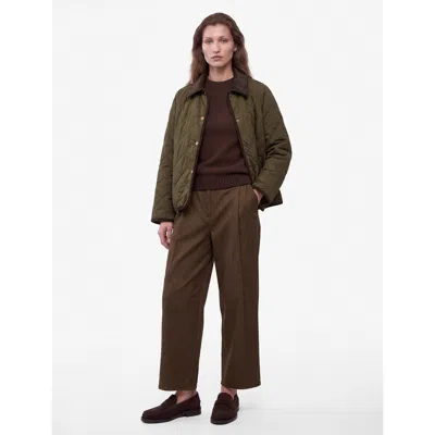 Koton Relaxed Striped Gabardine Barrel Trousers With Pleated In Green