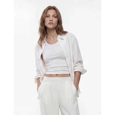 Koton Scoop Neck Ribbed Cotton Tank Top In White