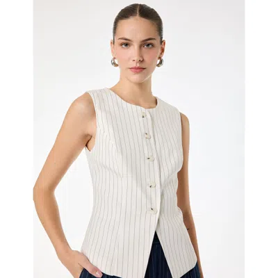 Koton Sleeveless Button Down Striped Vest In Neutral