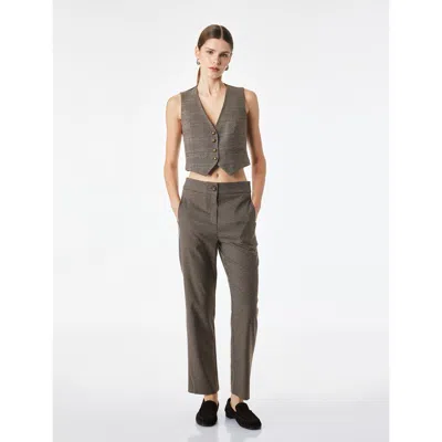 Koton Sleeveless Classic Vest In Brown Check