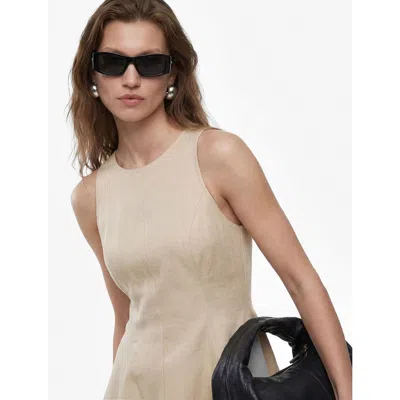 Koton Sleeveless Linen Blend Top With Flare In Neutral